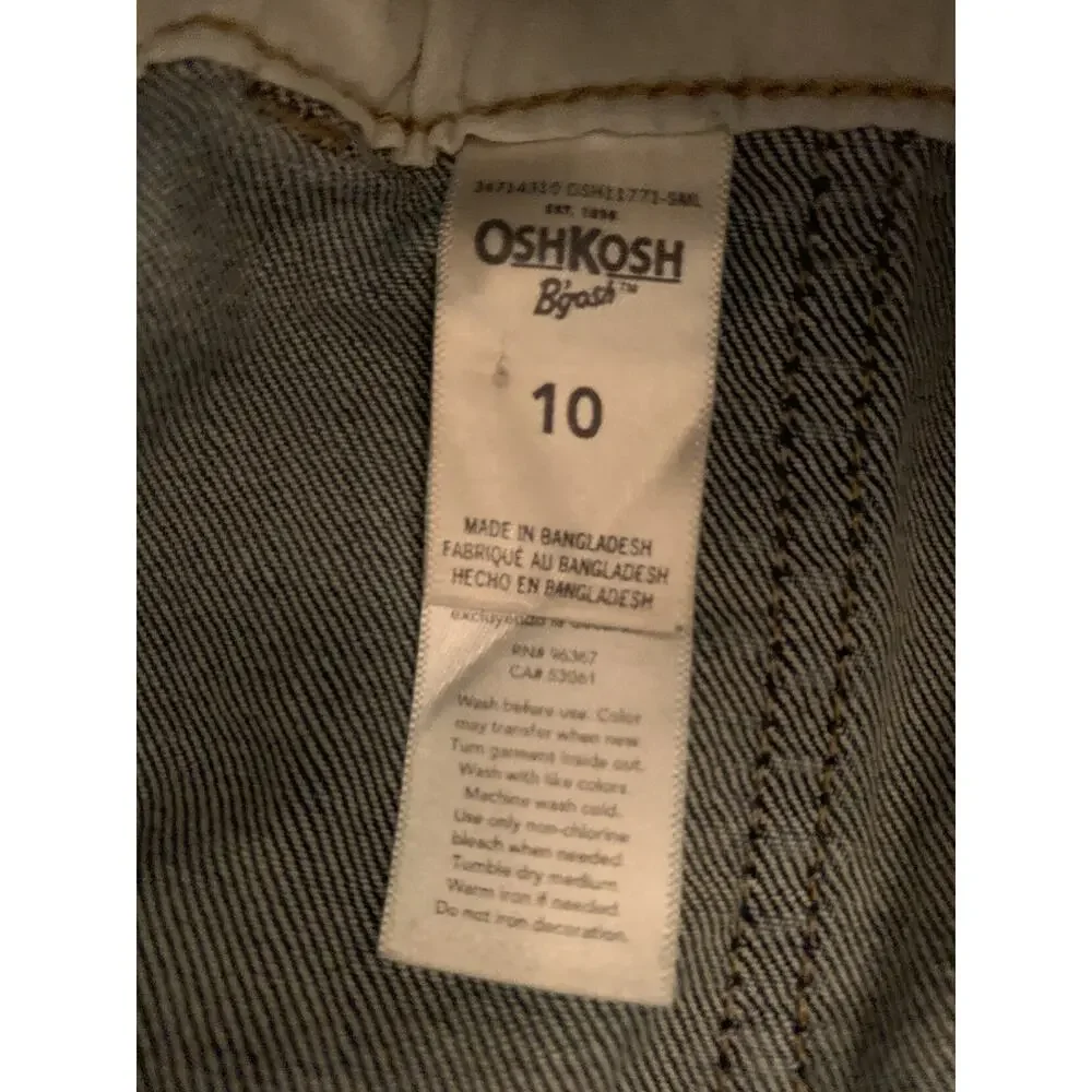 OshKosh Skirted Denim Overalls with Front Buttons And Pockets. Size 10.